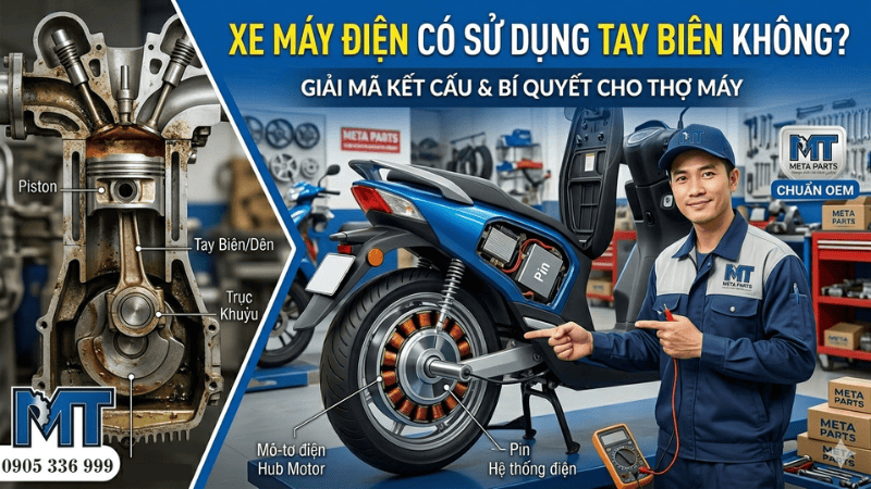 chi tiết máy tay biên có sử dụng trong xe máy điện không ?