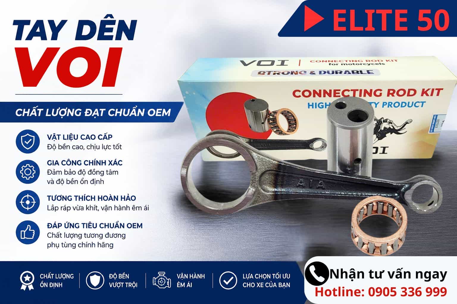 ắc piston 10 trong tay dên elite 50
